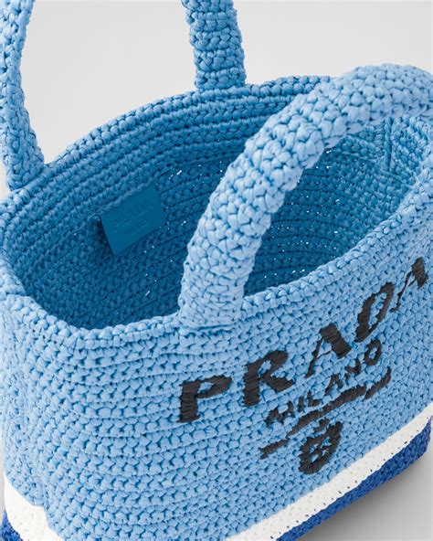 Celeste/blue Small raffia tote bag 